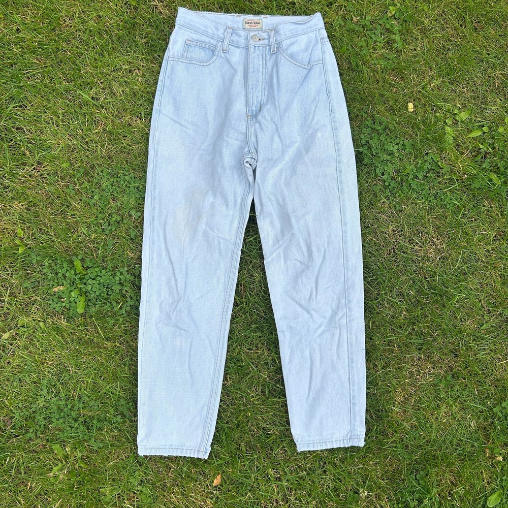 Vintage 80s Guess Jeans Womens Sz 28 Light Blue Denim 1050 Faded Mom Made in USA - Picture 3 of 9